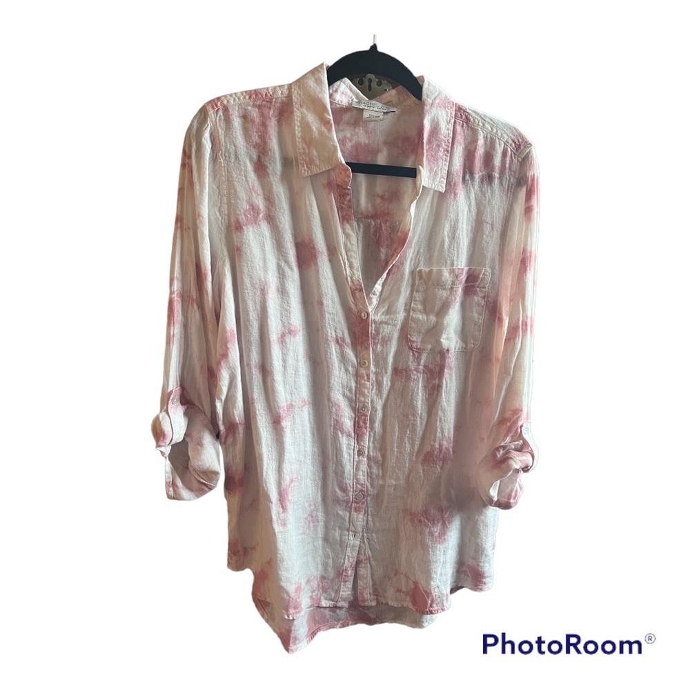 Rachel Zoe tie dyed linen blouse